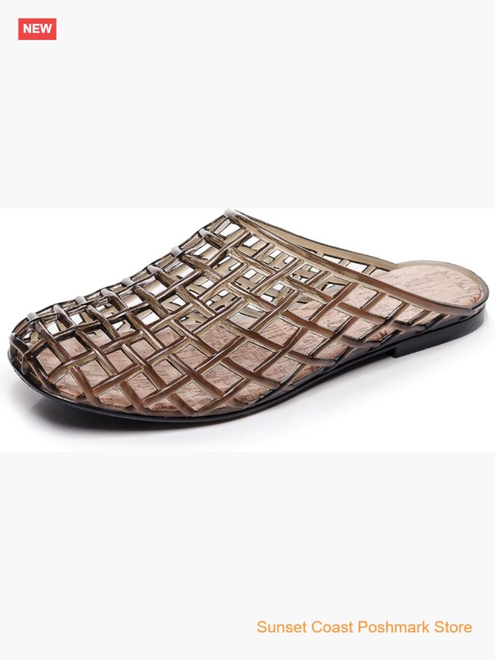Clear Jelly Flat Slide Sandals Breathable Mesh Comfort Slip On Beach Vacation